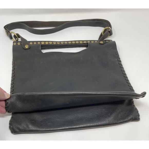 Paolo Angelucci Leather Black Brass Hardwear Studded Tote Bag Retail $400.00 - Picture 5 of 16